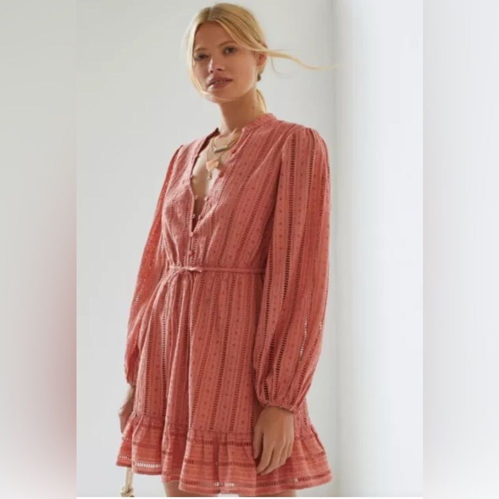 NWOT Anthropologie Forever That Girl Pink Balloon Sleeve Dress Size Large